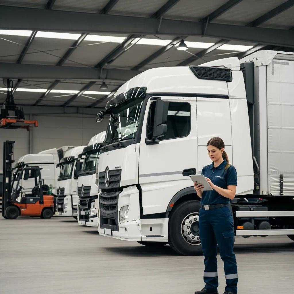 Fleet manager reviewing maintenance schedules, highlighting the benefits of preventive maintenance